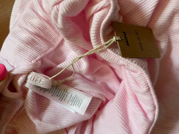 SKIMS Soft Lounge Ribbed Pink Drawstring Pajama Pants NWT Size XS - Image 3