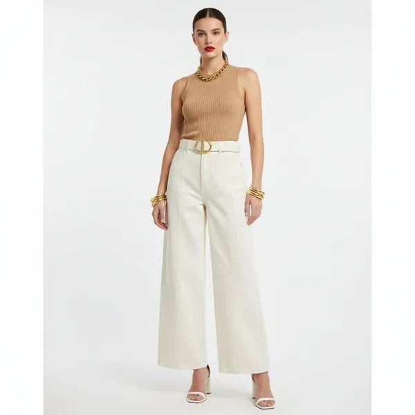Zara Cream Ivory Cotton Wide Leg Split Hem Casual Pants NEW 8 - Image 6