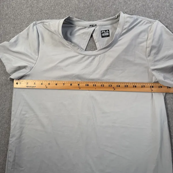 FILA Women's X-Large Activewear Top Gray Short Sleeve Keyhole Back Performance - Image 8