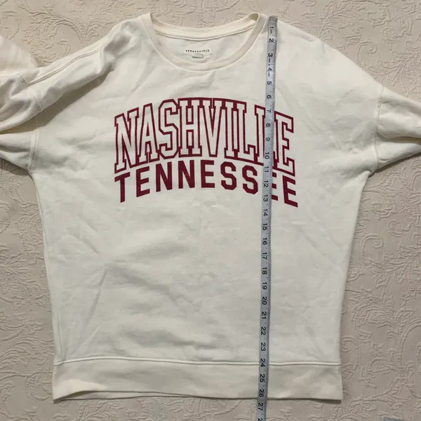 Aeropostale Ivory Nashville Tennessee Long Sleeve Pullover Crew Neck Sweater - Image 5