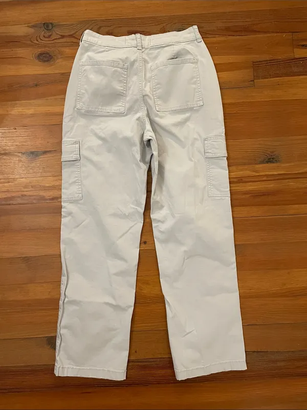 Hollister Ultra High-Rise Dad Pant Womens Sz 4R W27 Gray Cargo Stretch - Image 4