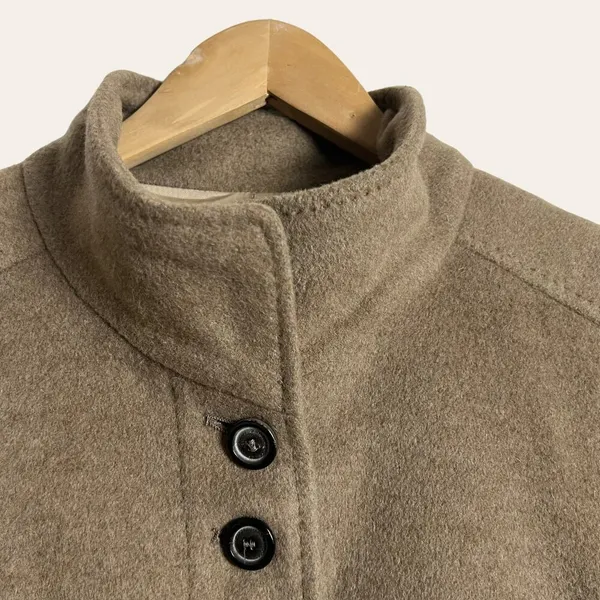 Zara Taupe Brown Single Breasted Wool Blend Over Coat Size Small - Image 4