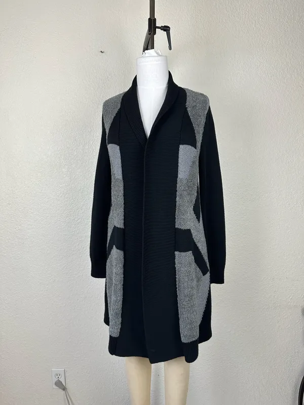 Laura Ashley Women’s Open Lon Cardigan Sweater Sz S Black / - Image 6