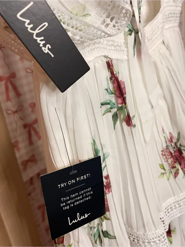 Lulus Thriving Romance White Floral Print Tiered Midi Dress $92 XS Coquette Chic - Image 4