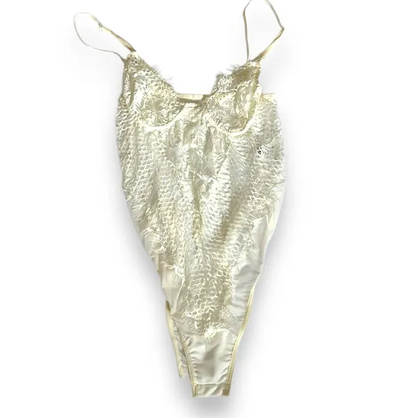 Ivory Lace Lingerie Bodice with Mesh Back Women's M - Image 2