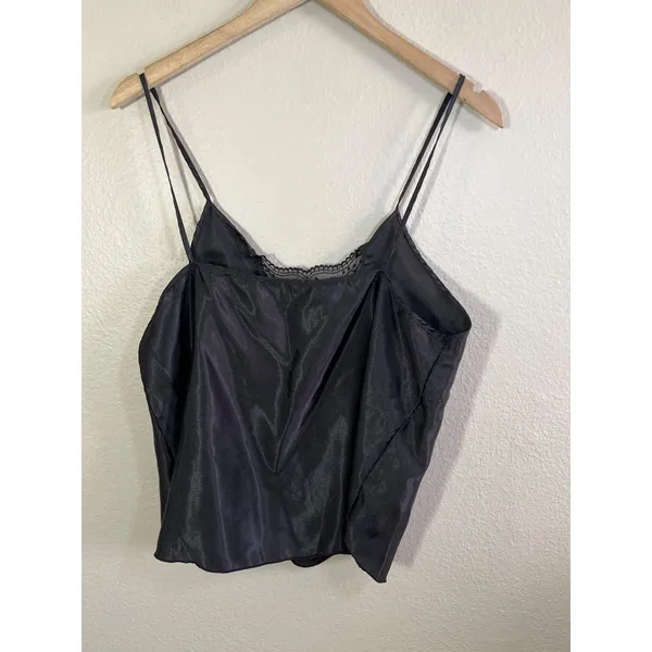 Victorias Secret Vintage Black Satin Lace Trim Camisole Tank Top L - Image 6