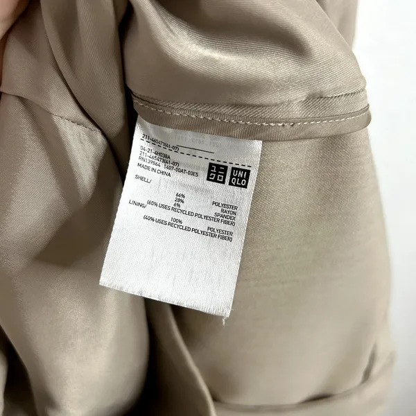 Uniqlo Wide Leg Double Breasted Suit Set Womens Size Large Tan EUC - Image 8
