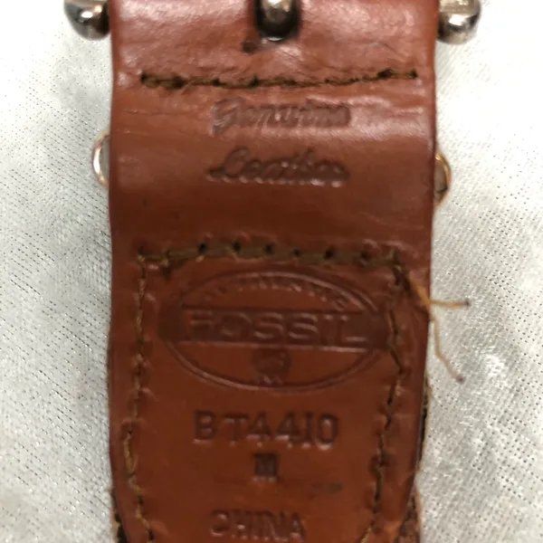 Fossil Vintage Genuine Leather braided Belt Silver Medallion Concho Western med. - Image 9