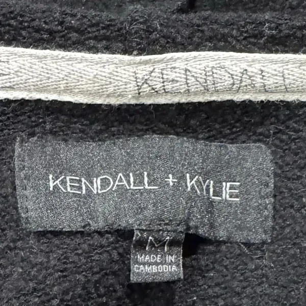 Kendall + Kylie Black Cropped Hoodie Sweatshirt Women’s Medium - Image 2