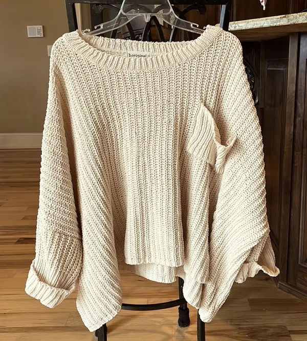 Chunky Knit Sweater Roomy Comfy Crochet Womens One Size - Image 2