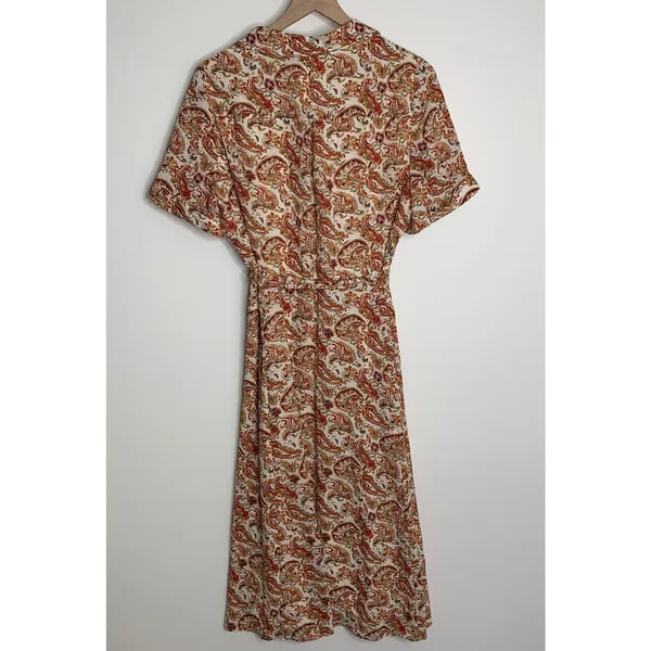 Sezane Adele Button Front Midi Dress in Paisley Riviera Womens New Size 42 - Image 3