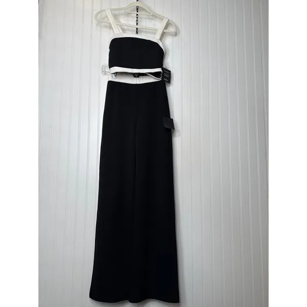 NWT Lulus Set for Perfection Black Color Block Two-Piece Jumpsuit Party Size XS - Image 2