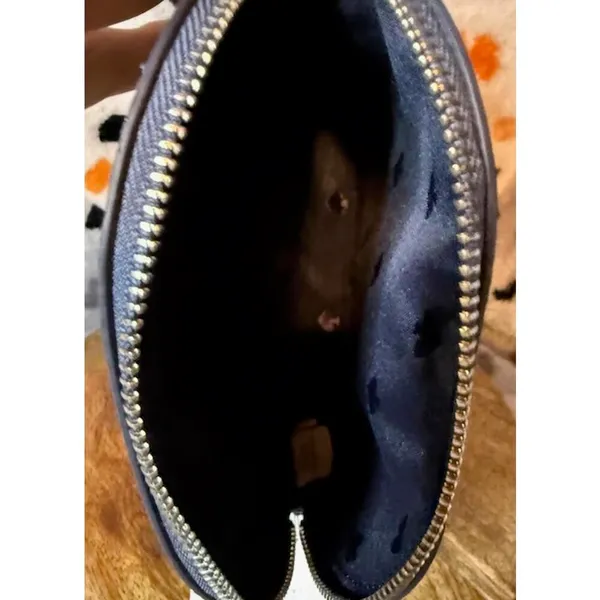 Kate Spade Lola Glitter Cosmetic Bag Dusk Navy Small Dome NWT - Image 3