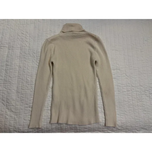 SHEIN Cream Ribbed Knit Turtleneck Sweater - Form Fitting - Size S - Image 2