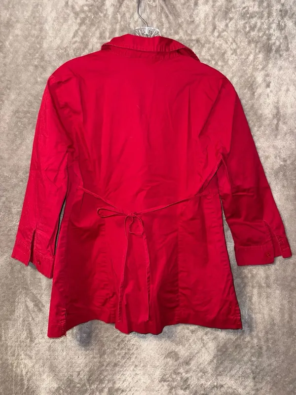 Motherhood Maternity Red Faux Wrap Tie-Front Long Sleeve Blouse - Image 7