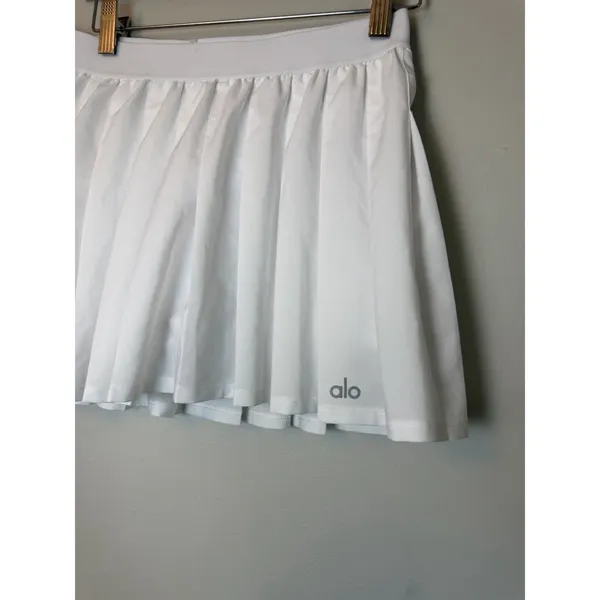 Women’s Authentic Alo Yoga White Varsity Pleated Tennis Skirt Skort XS - Image 7