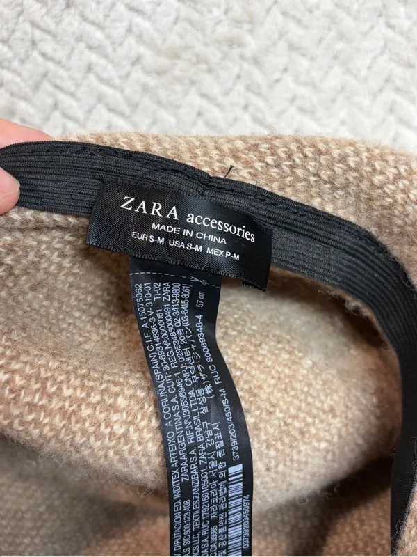 Zara Wool Beret Hat Tan Oatmeal Knit French Parisian Chic‎ Preppy Academic S-M⁠ - Image 5