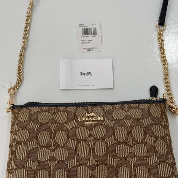 Coach Zip Top Crossbody Purse in Signature Canvas 91679 NWOT - Image 6