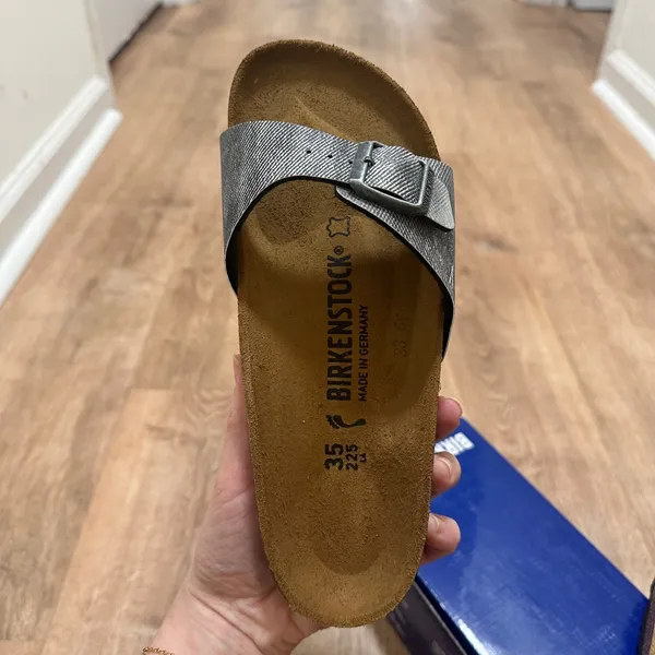 Birkenstock | NEW Madrid Washed Out Jeans Silver Sandals, Size 35‎ EU / 5 US - Image 3