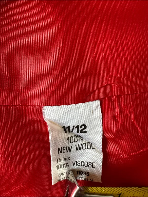 Donna Liara Red Wool Blazer Jacket Double Breasted Italy Size 11/12 Vintage - Image 8