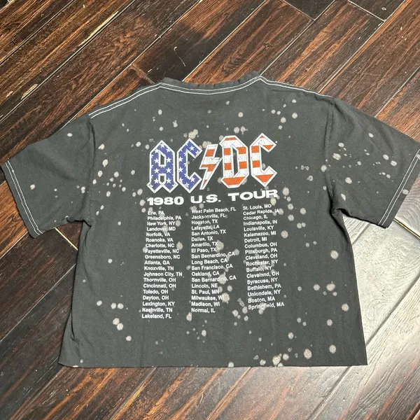 Band tee shirt AC/DC casual California rock n roll boho indie cotton going out - Image 2