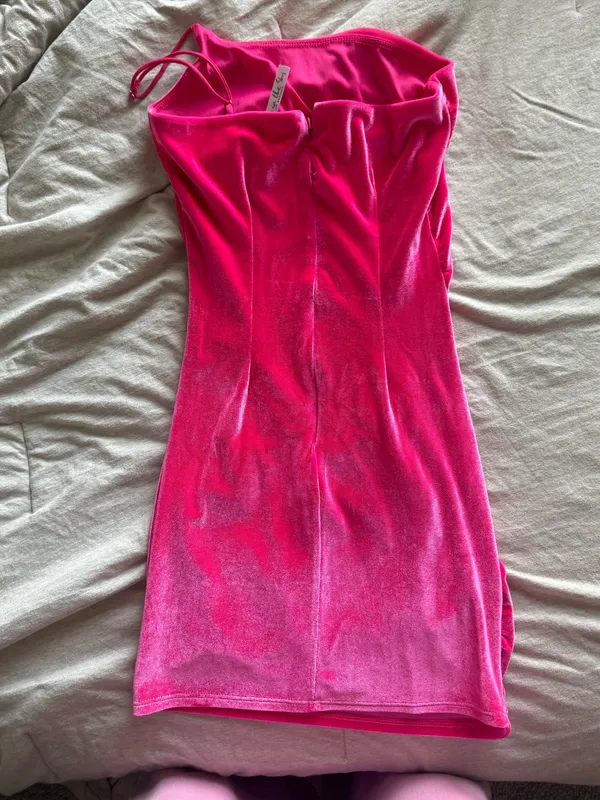 Velvet Pink Lucy in the Sky Dress One-Shoulder - Image 2