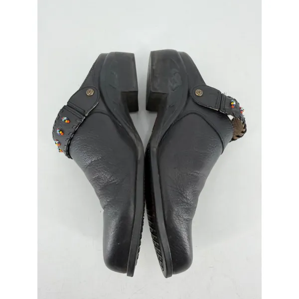 Ariat Clogs Women 8.5 Black Leather Beaded Whipstitch Western Boho Mules - Image 6