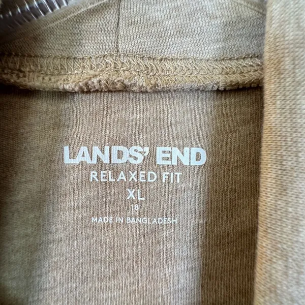 Lands End Relaxed Fit Mock Neck Long Sleeve Top Tan Heather XL 18 - Image 3