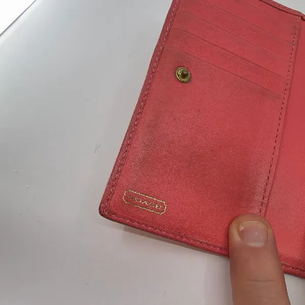 Coach Signature Trifold Pink C Canvas & Leather Wallet - Image 5