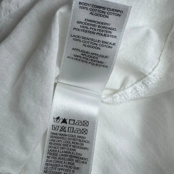 Lucky Brand Embroidered Cotton Blouse White XS Romantic Boho Prairie - Image 12