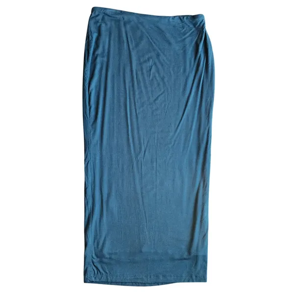 Diva Boutique Meek Maxi Skirt Women L Teal Solid Slim Fit Bodycon Jersey Stretch - Image 4