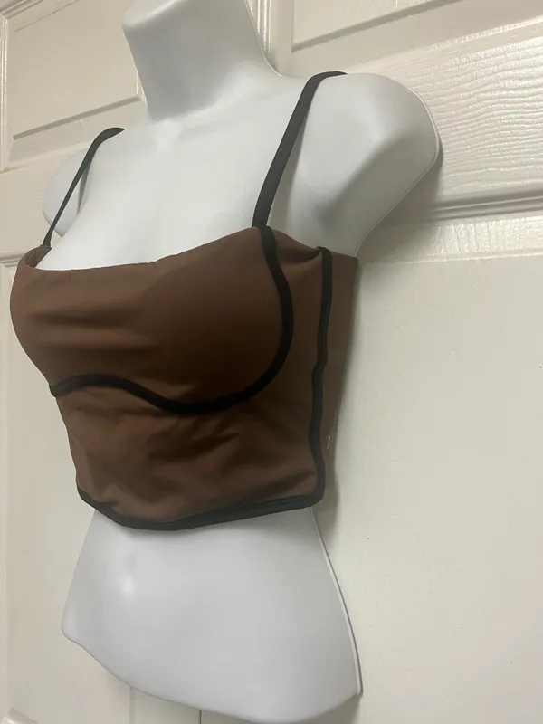Move With You Mocha Padded Sports Bra Tank Top - Image 4