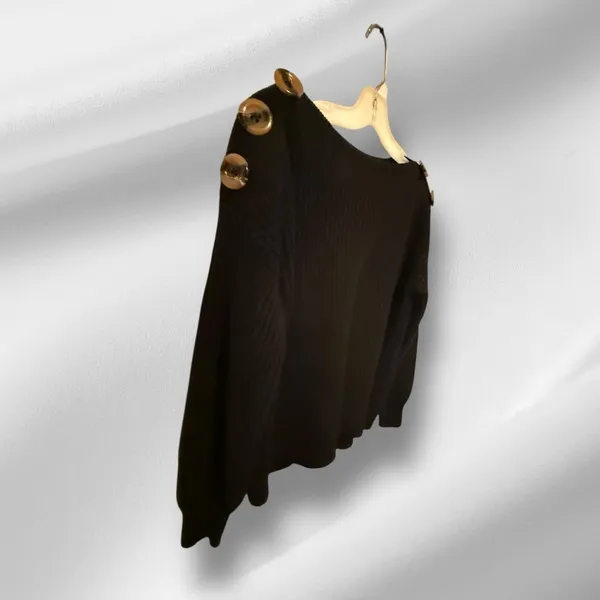Philosophy‎ Boat Neck Sweater with Large Buttons - Image 3