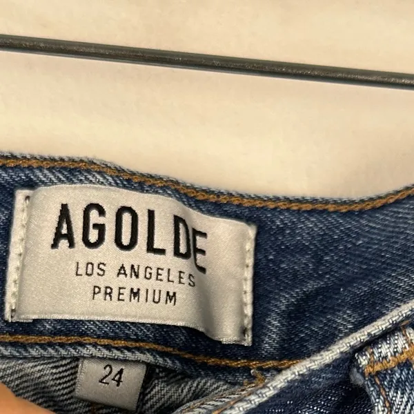 AGOLDE Riley Cropped High Rise Sttraight Leg‎ Distressed Raw Hem Jeans Sz 24 - Image 9