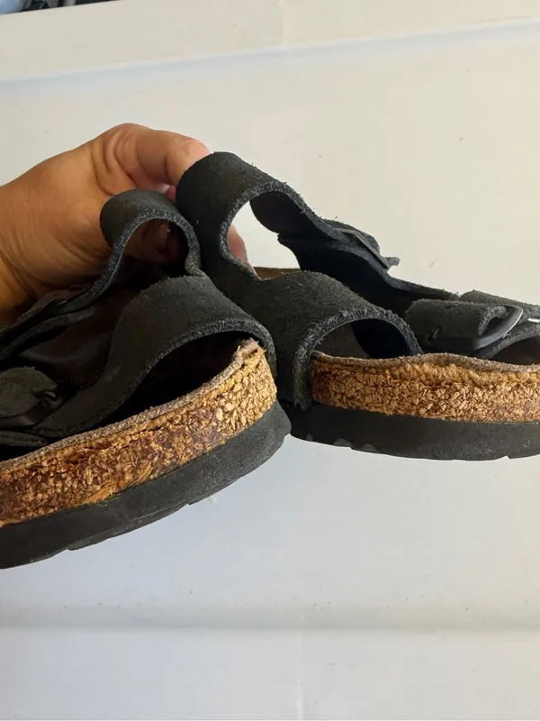 Birkenstock Black Suede Buckle Sandals Womens 37 (6-6.5) - Image 5
