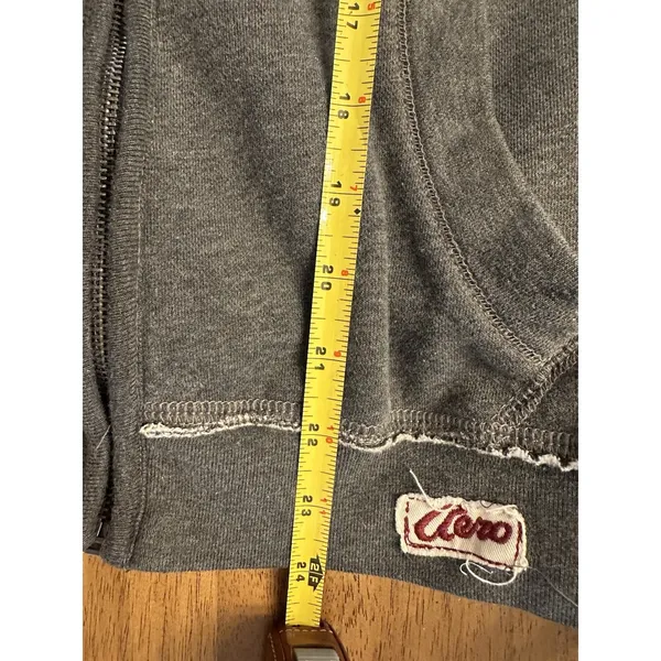 VTG Aeropostale Hoodie Women’s XL Gray AERO New York Full Zip Logo Fleece Y2K - Image 7