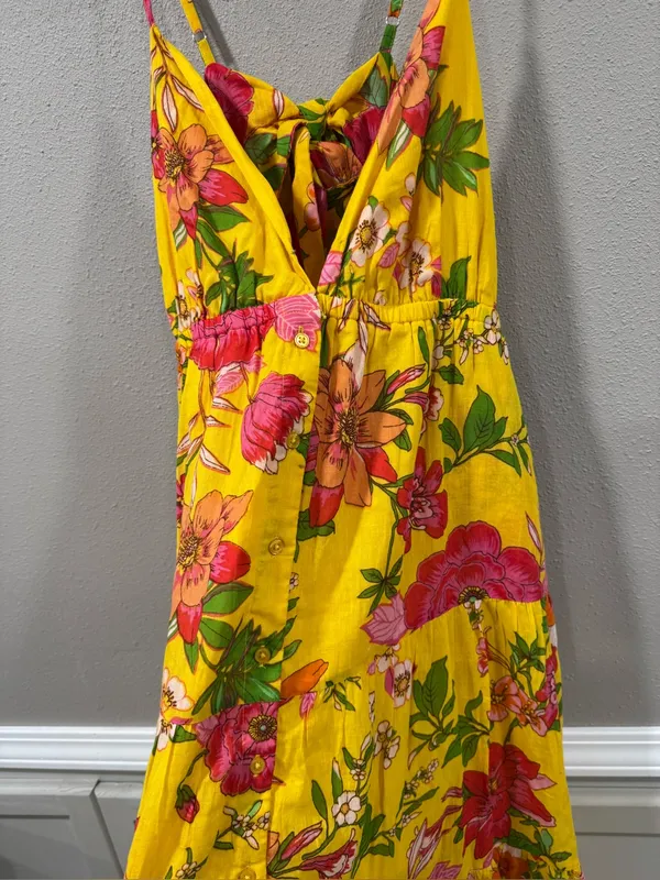 NWT Band Of The Free- Free People Yellow Floral Tie-Front Maxi Dress - Image 3