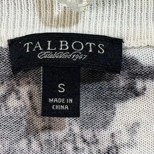 Talbots Cardigan Sweater Womens S Black Cream Excellent Tiger Stripe Button Up‎ - Image 4
