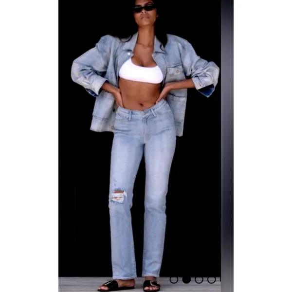 LNDN Landon Denim High Rise Straight Leg Distressed Jeans 36" Waist - Image 3