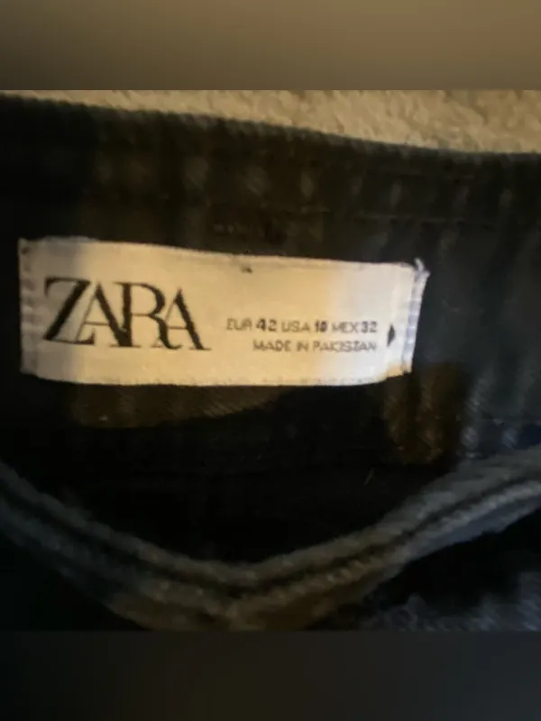 Zara Black High Waisted Career‎ Modest capsule Wide Leg Black Pants Normcore 10 - Image 6