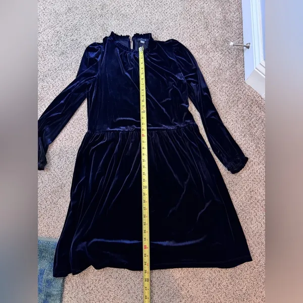 Tommy Hilfiger Navy Velvet Ruffle Mock Neck Long Sleeve Dress Office 12 Formal - Image 10