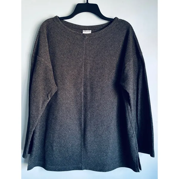 Ava & Viv Gray Sweater Ribbed Like XL - Image 4