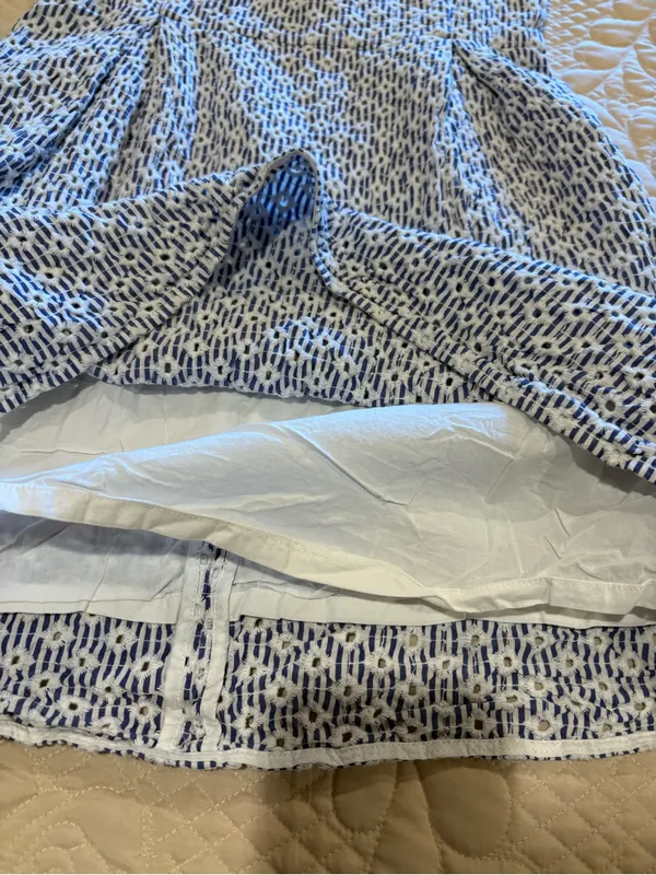 Brooks Brothers Broderie Anglaise Mini Dress Blue White Eyelet Embroidered Sz 10 - Image 7
