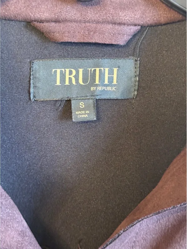 Women's Truth by Republic brown faux leather suede jacket Shackett size small - Image 3