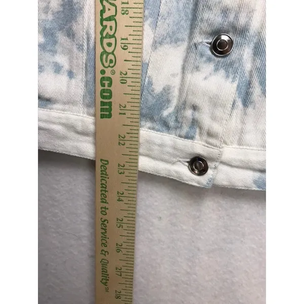 Altar'd State Blue Ivory Tie Dye‎ Denim Jacket J1283DNAS Small Cloud Wash Boho - Image 9