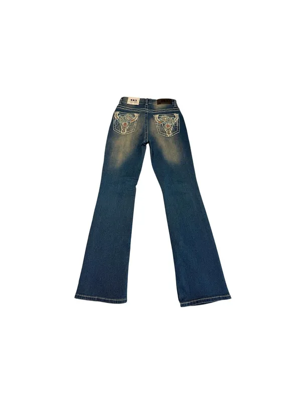 SKY Premium Collection Women’s Bootcut Jeans Size 7/28 Embellished Pockets NWT - Image 2