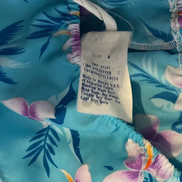 Vintage Hilo Hattie Hawaii Floral Maxi Dress Off Shoulder Ruffle Blue Purple M‎ - Image 5
