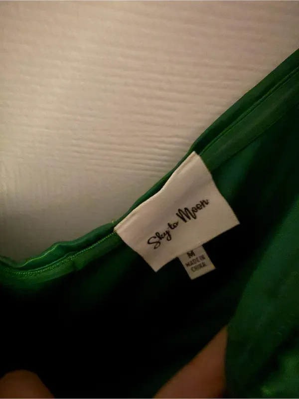 Sky to Moon NWOT Emerald Green Satin Corset Mini Dress - Image 3