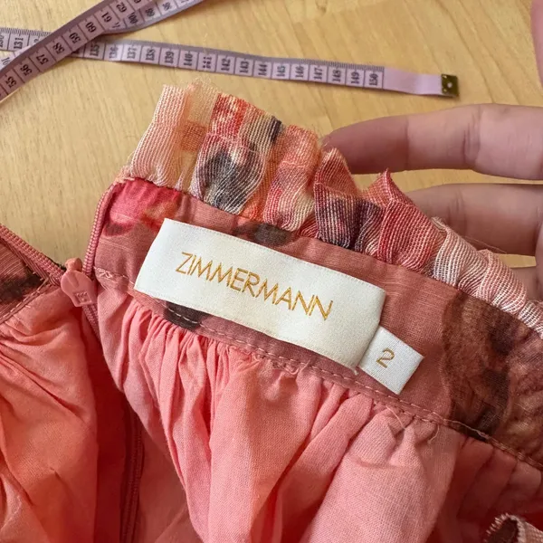 ZIMMERMANN Luminosity Flip SKIRT linen and silk blend gauze‎ Sz 2 Med Frayed - Image 7