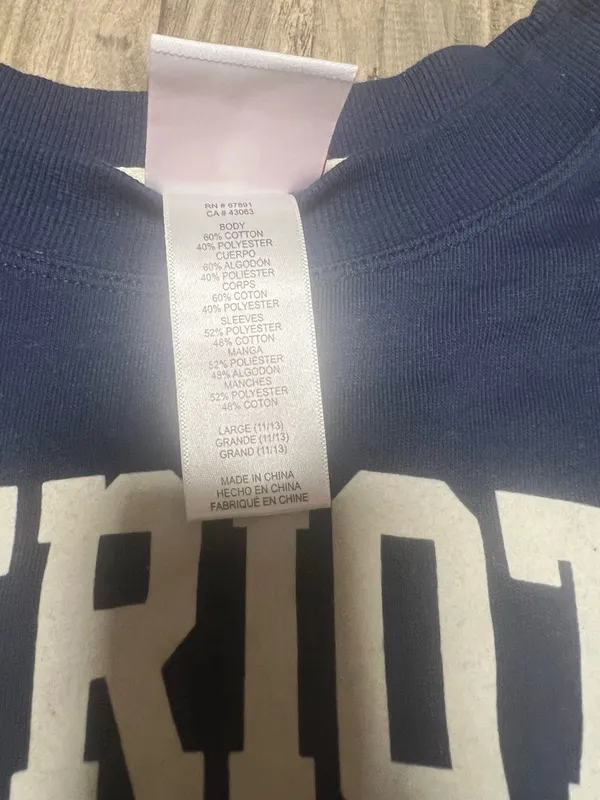 Patriots Navy and White Crewneck Pullover Sweatshirt Blue Size undefined - Image 3